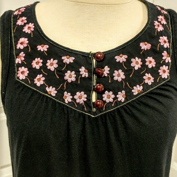 Anthro Little Yellow Button Embroidered Hobo Grannycore Cottagecore Tank… - Picture 3 of 8